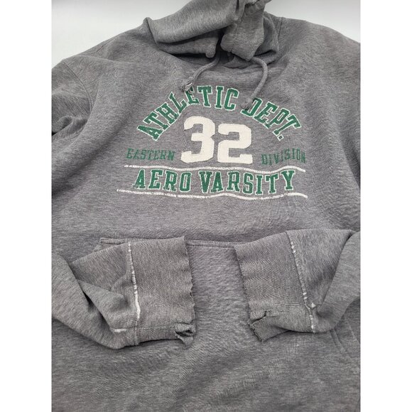 VTG Aeropostale SZ M y2k Grunge Thrashed Hoodie Sweatshirt Pullover Gray *READ - Picture 3 of 11